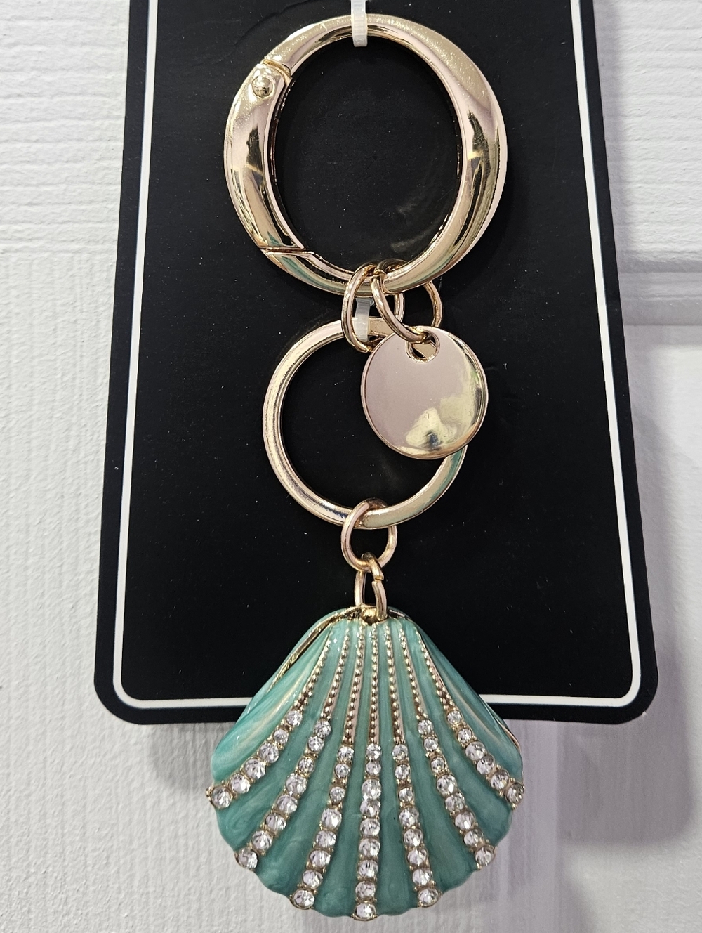 Aqua Seashell Bag Charm with Rhinestones - NWT - Picture 3 of 6